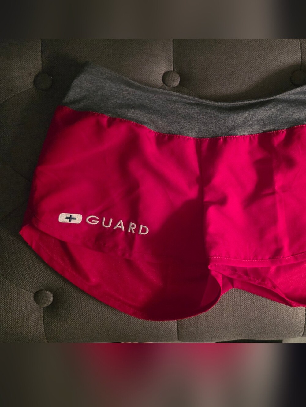 Speedo Red and Gray Lifeguard Swim Shorts
